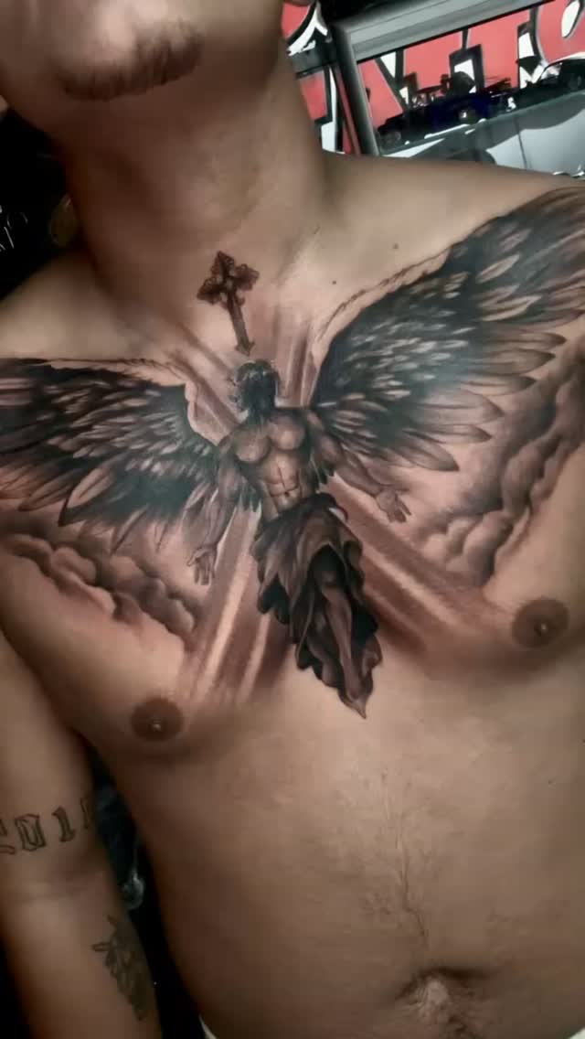 Angel Chest Tattoo