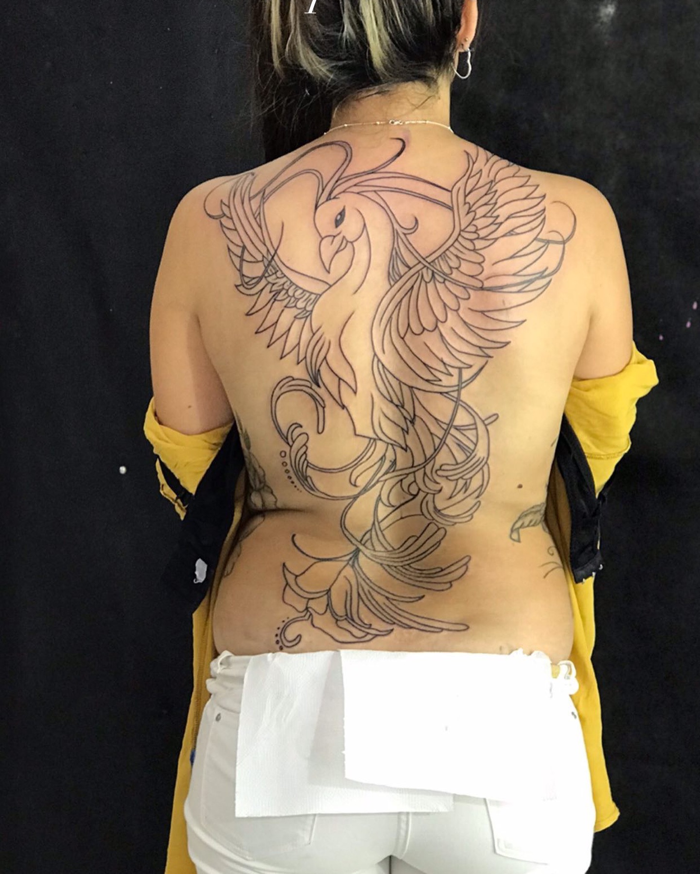 Ave alada espalda femenina