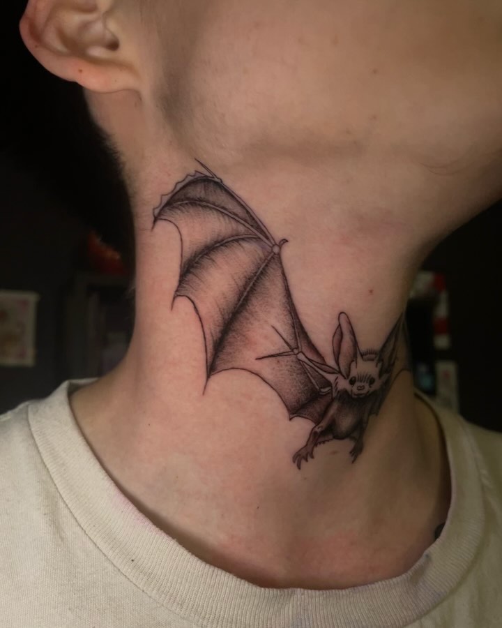 Bat Throat Tattoo