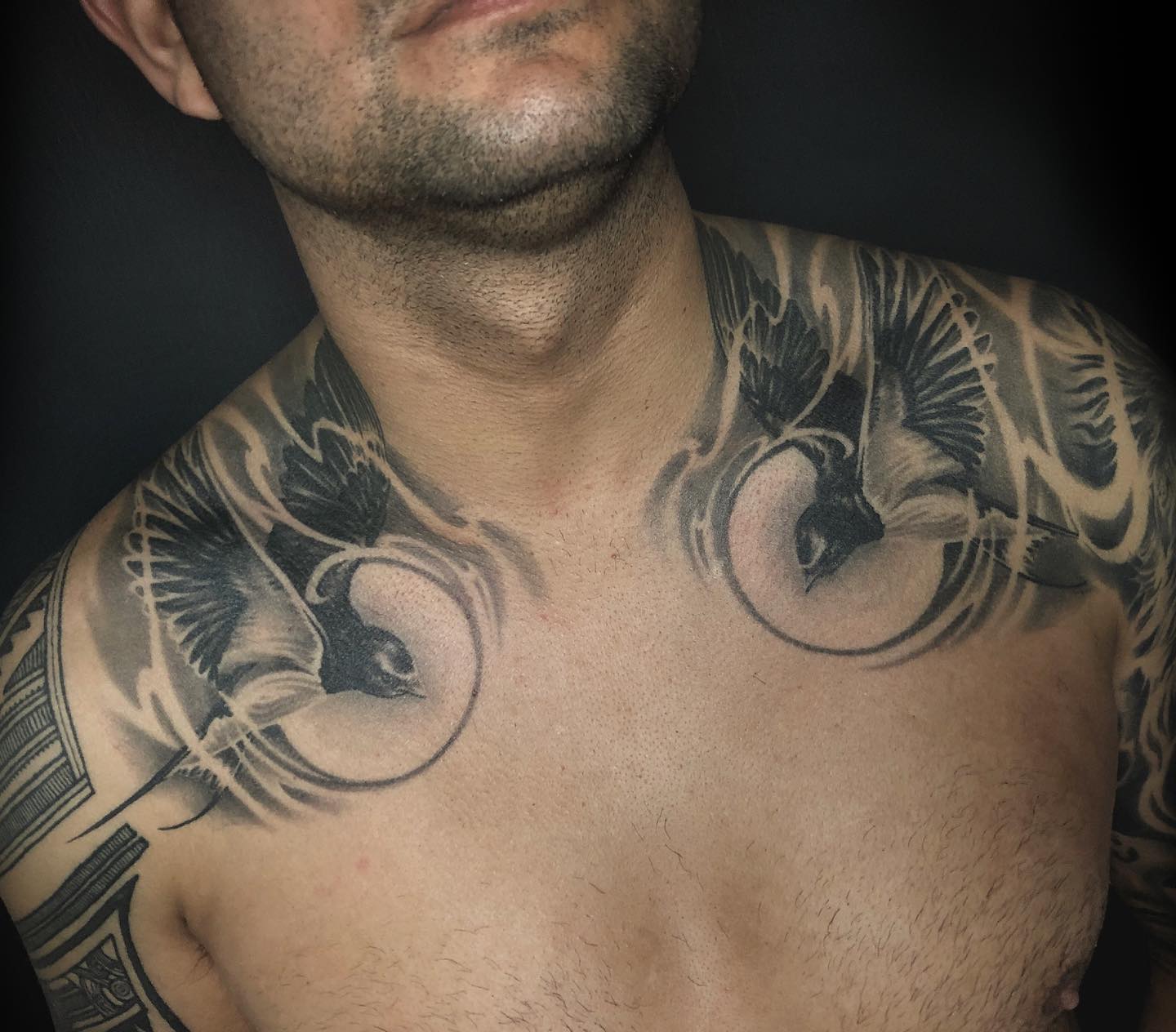 Floral Chest Shoulder Bird