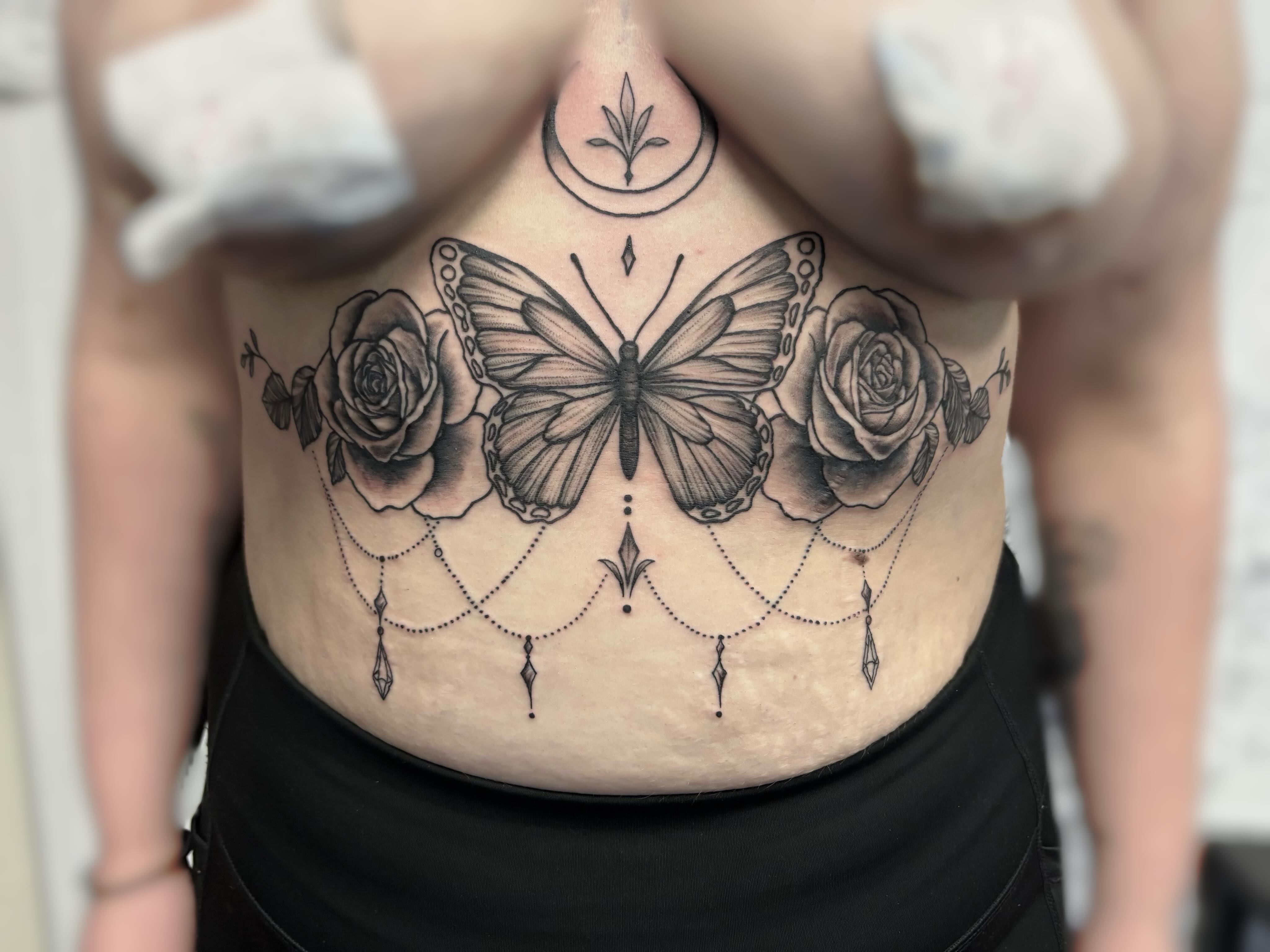 Butterfly & Roses Breast