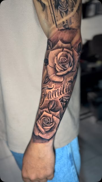 Roses with Script Crown