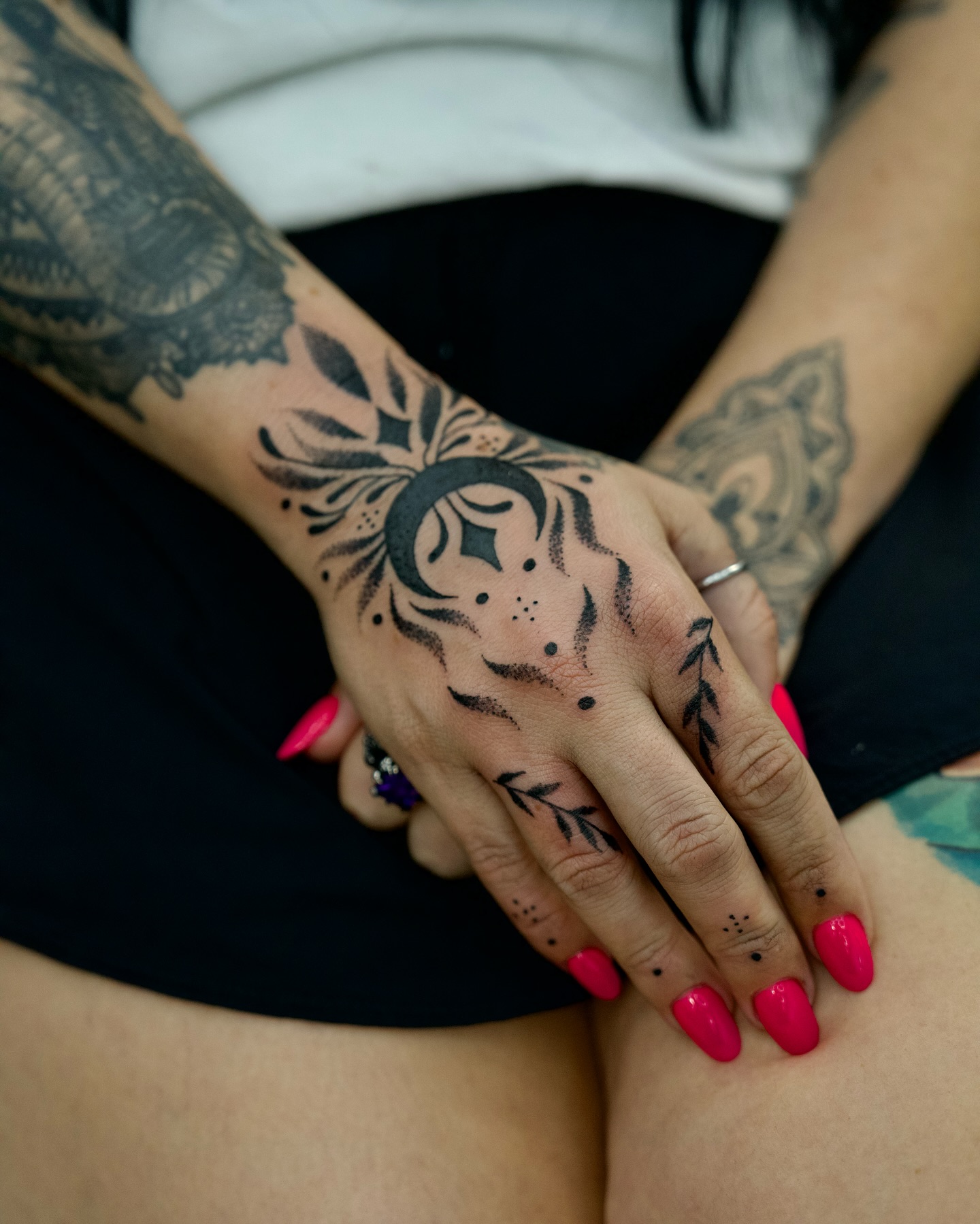 Black Hand Ornament Tattoo