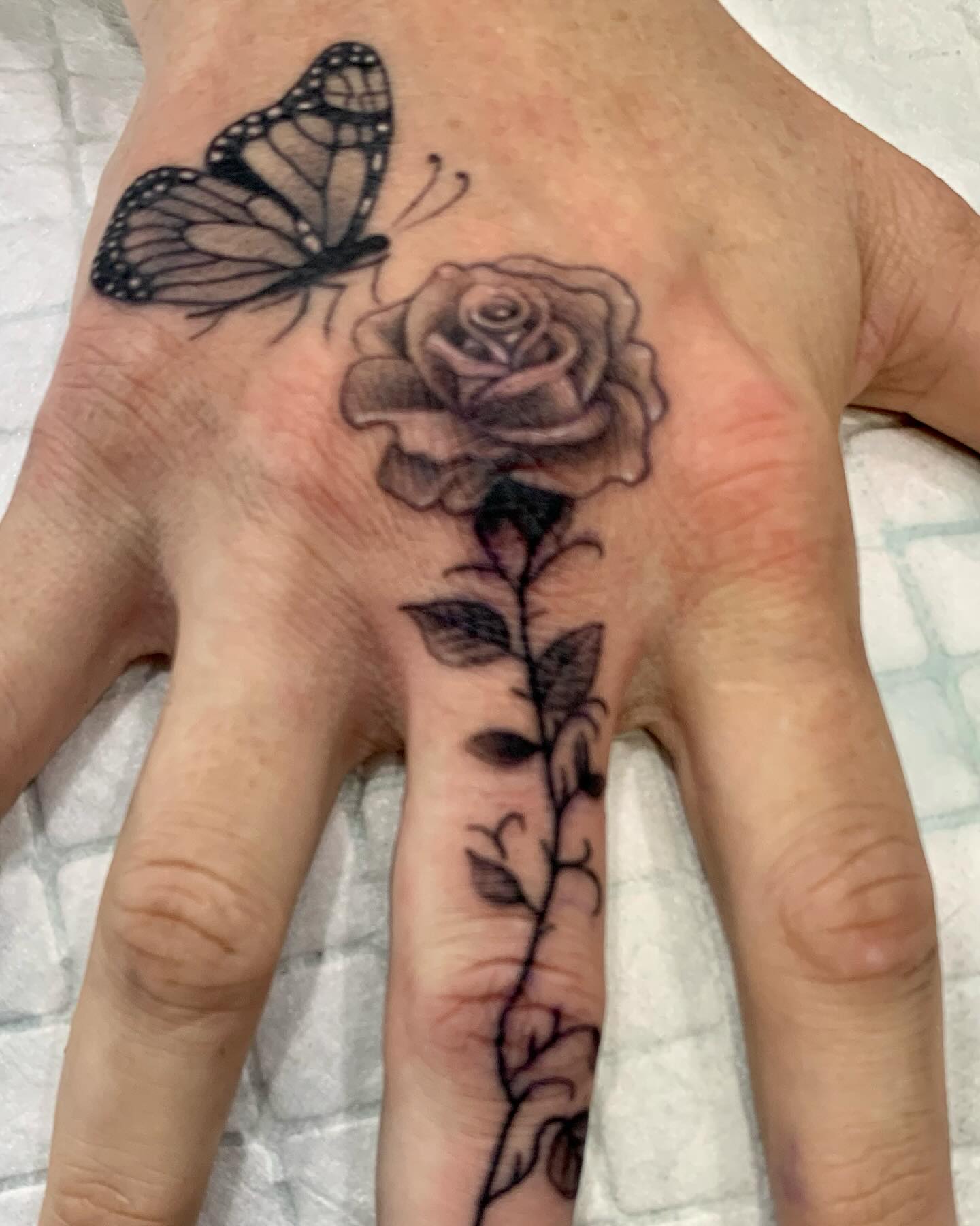 Butterfly Rose Linework