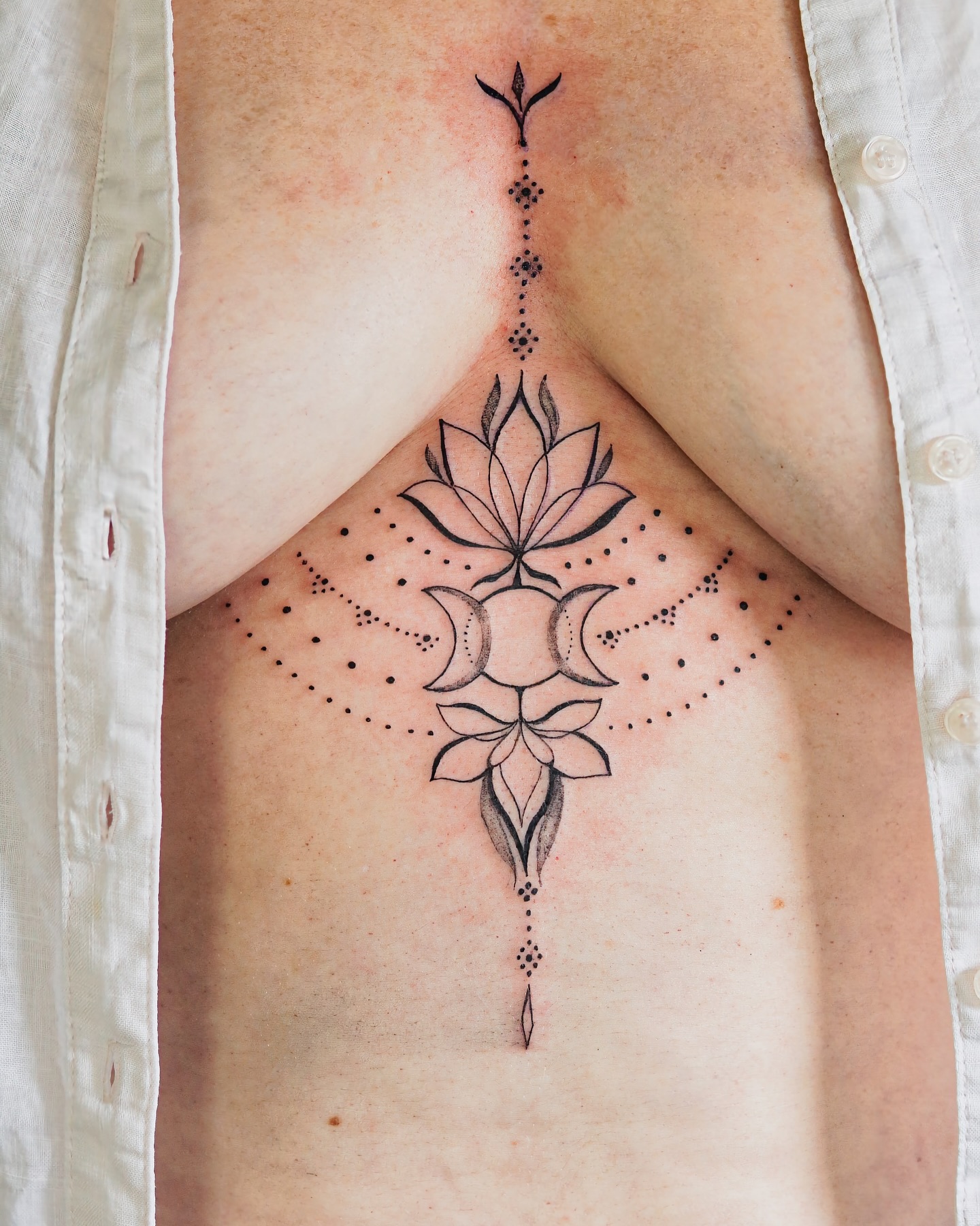 Dotwork Lotus Cross