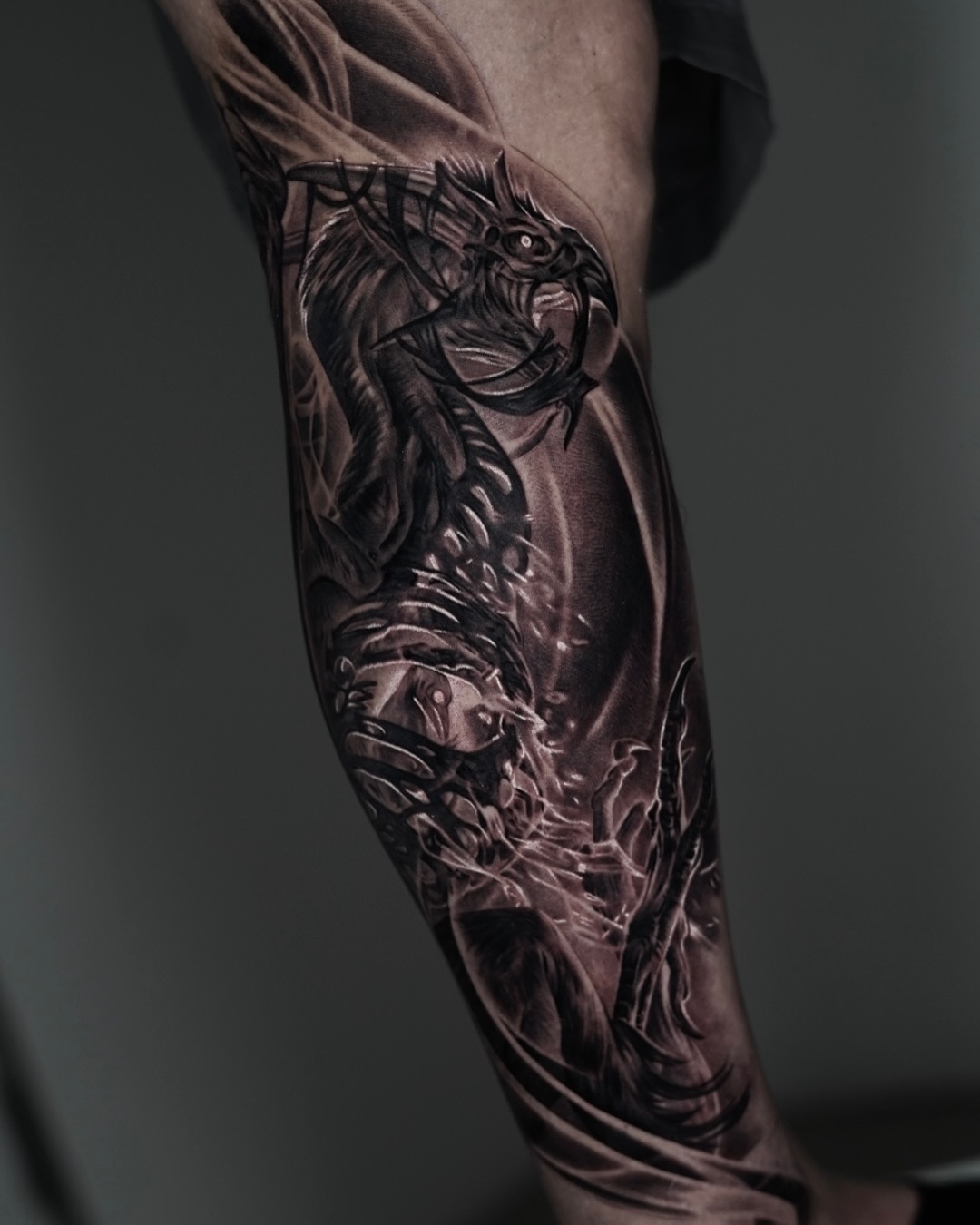 Blackwork Phoenix Rebirth