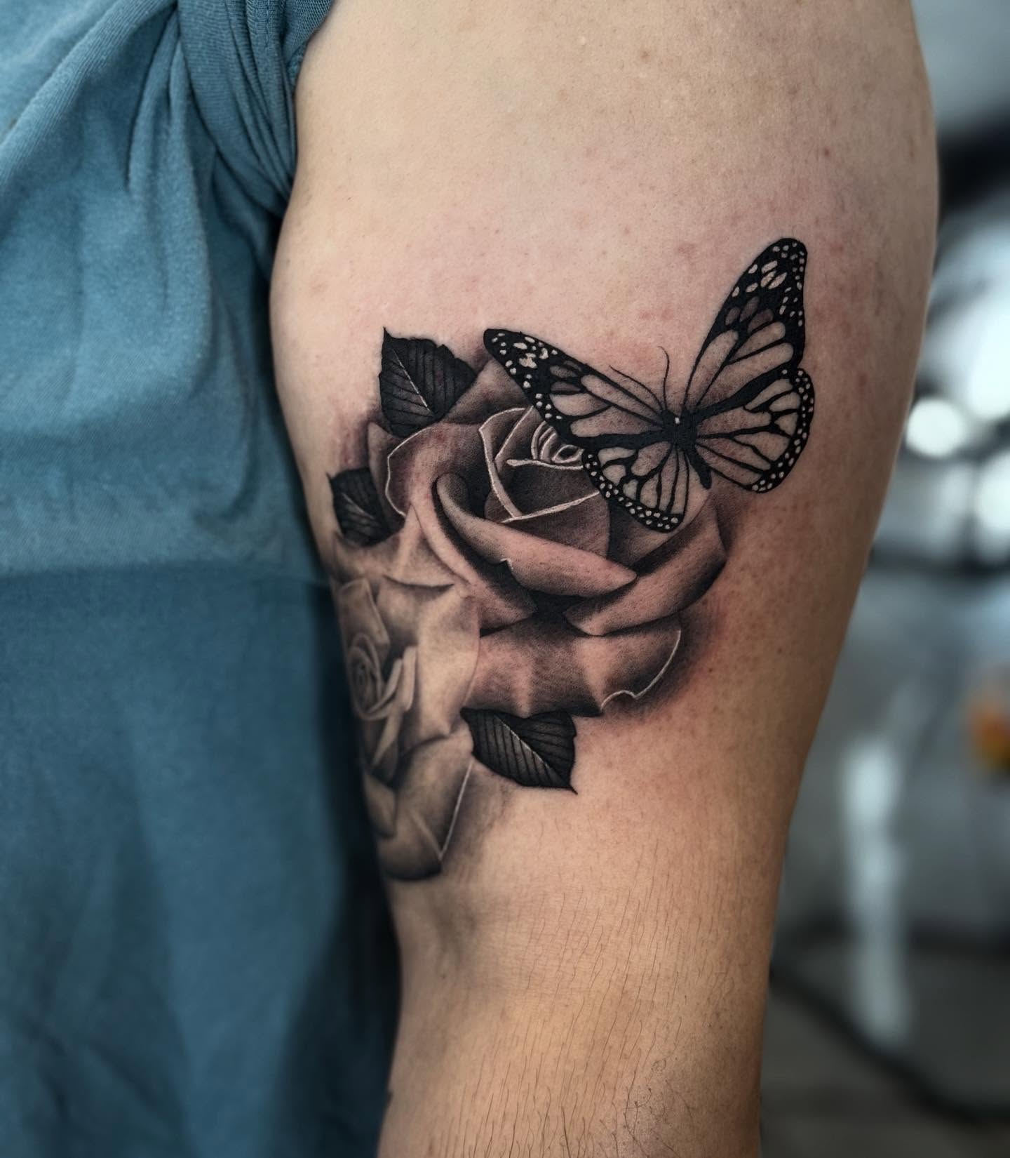 Rose & Butterfly Bloom