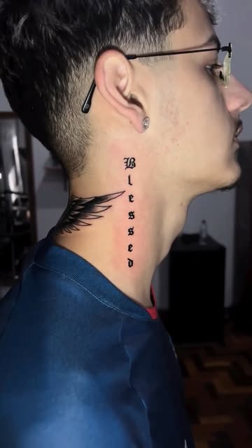 Blessed Neck Script Tattoo