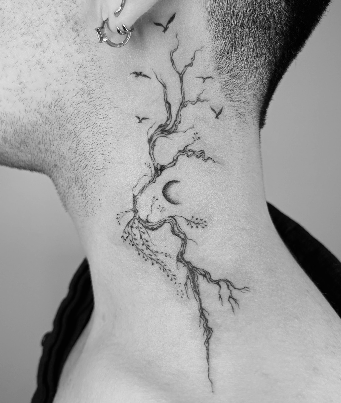 Branching Tree Neck Tattoo