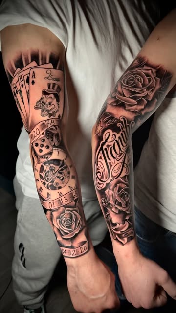Mazo y rosas en brazo