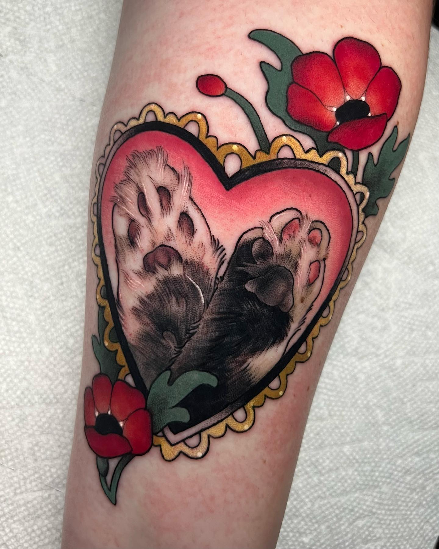 Cat Paws Heart Tattoo