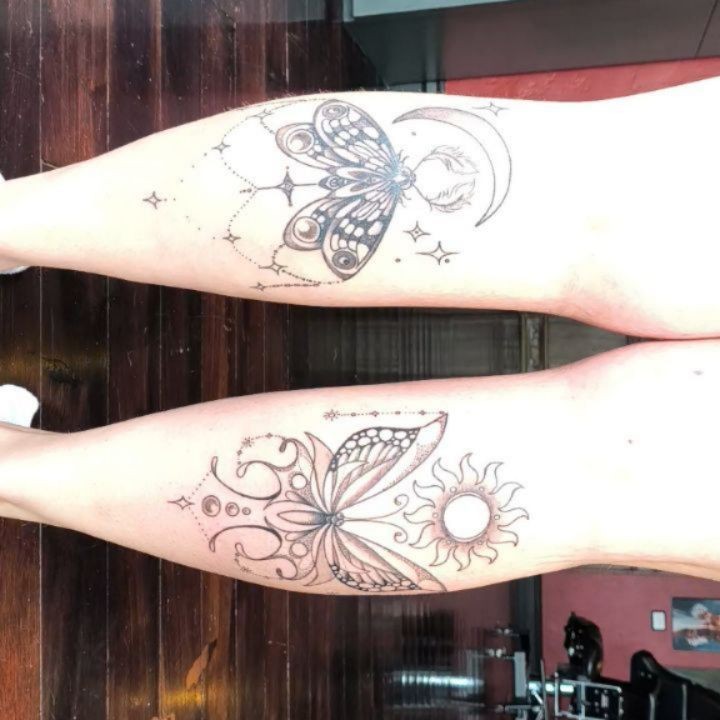 Celestial Butterfly Calf Tattoos