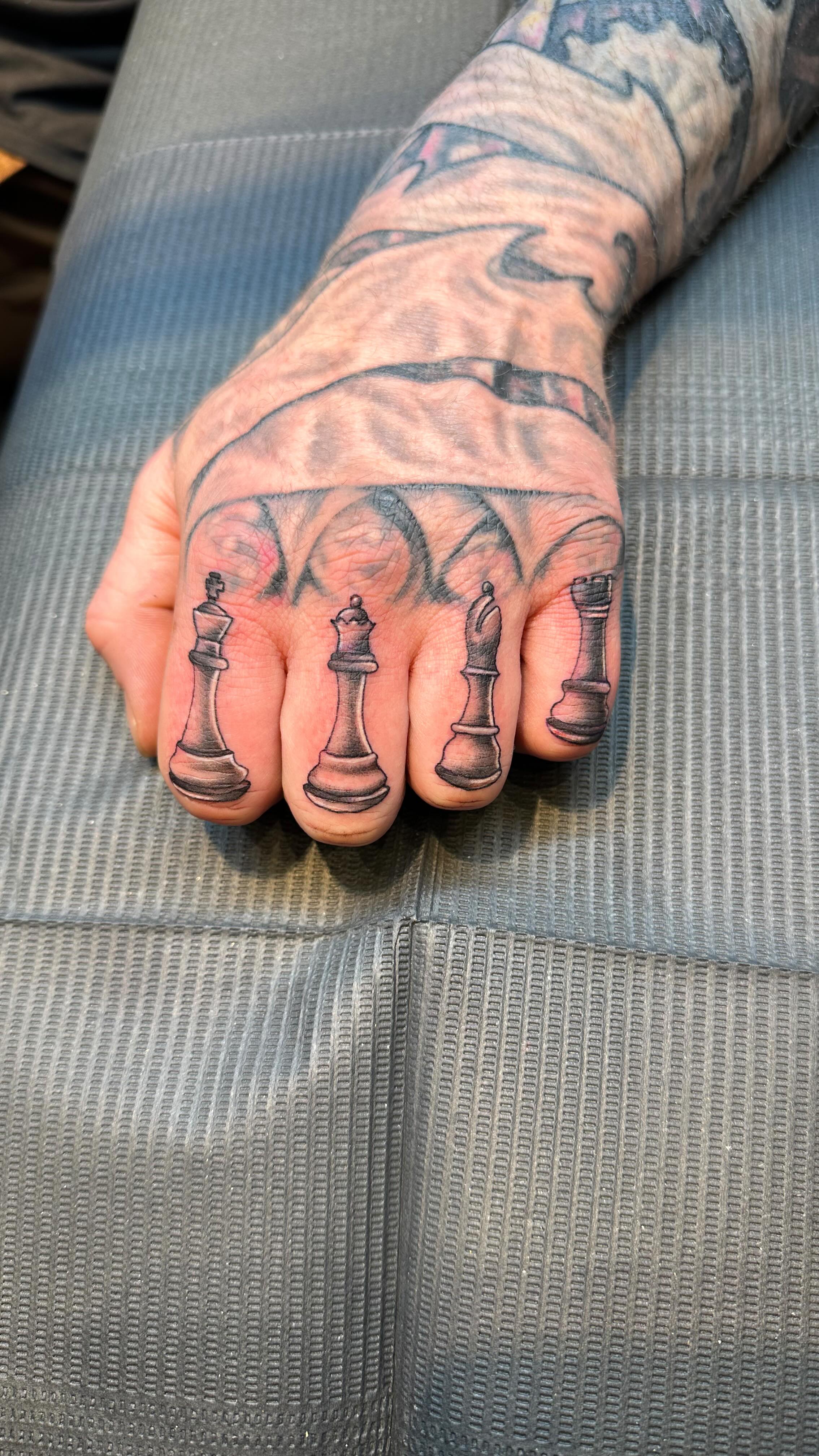 Chess Pieces Knuckle Tattoo