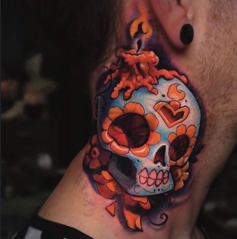 Neck Skull Flames