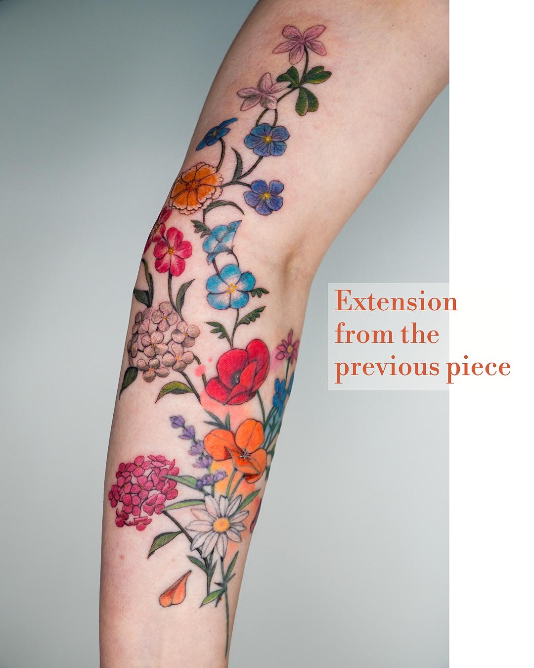 Colorful Floral Arm Tattoo