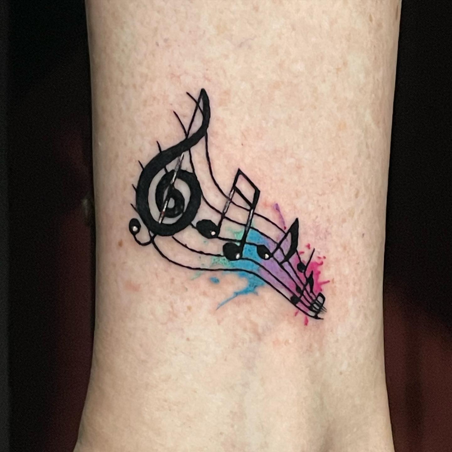 Colorful Music Notes Tattoo