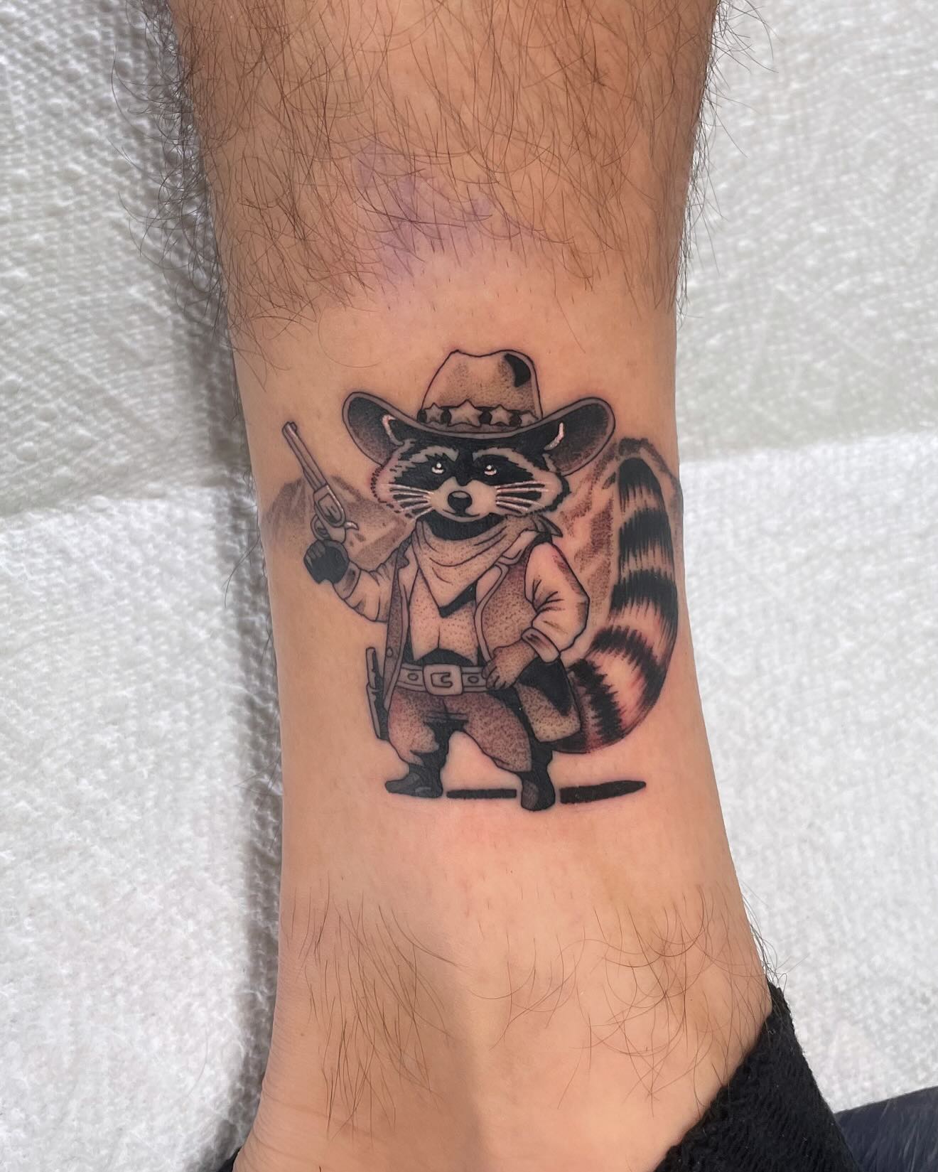 Cowboy Raccoon Tattoo