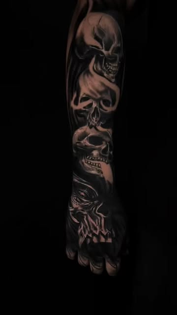 Dark Skull Sleeve Tattoo
