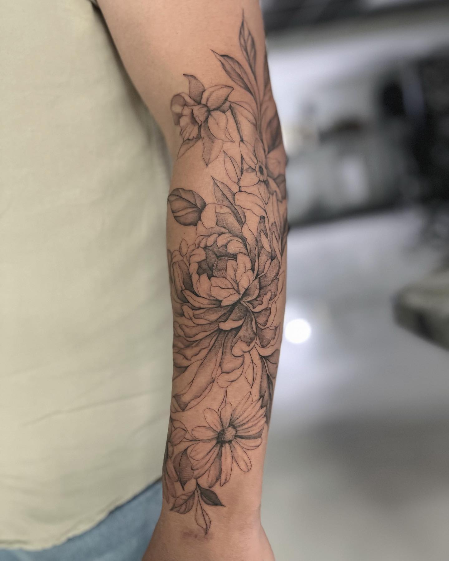 Delicate Black Floral Sleeve