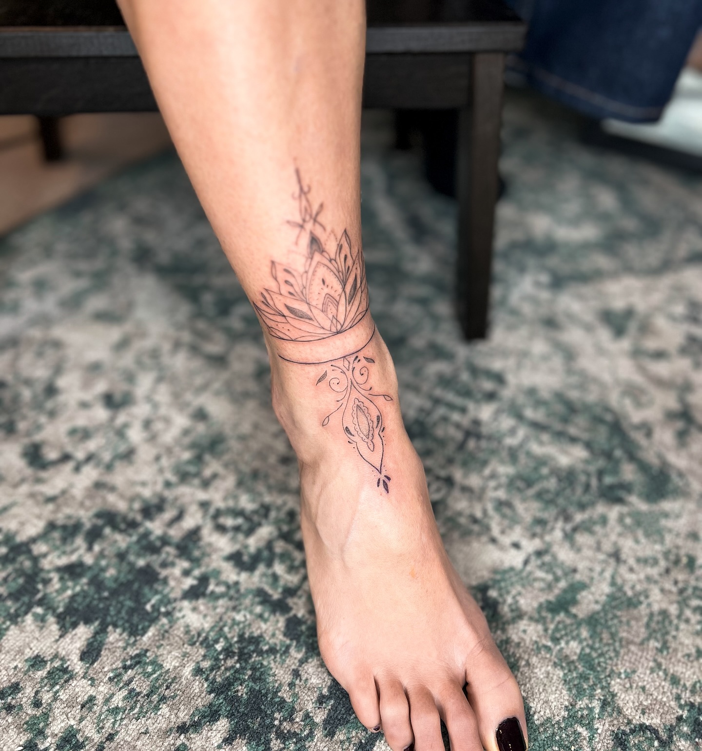 Delicate Floral Ankle Tattoo