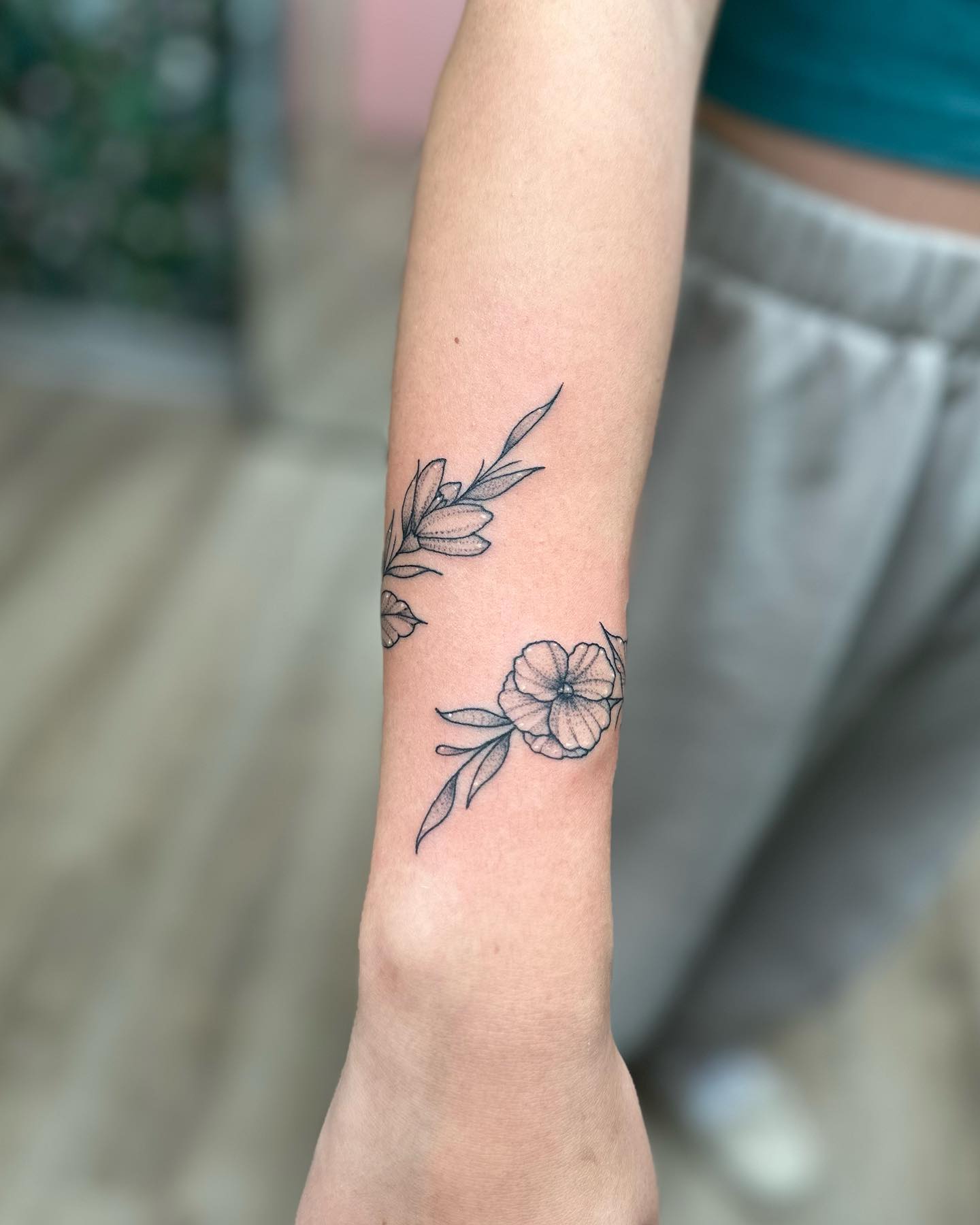 Delicate Floral Arm Tattoo