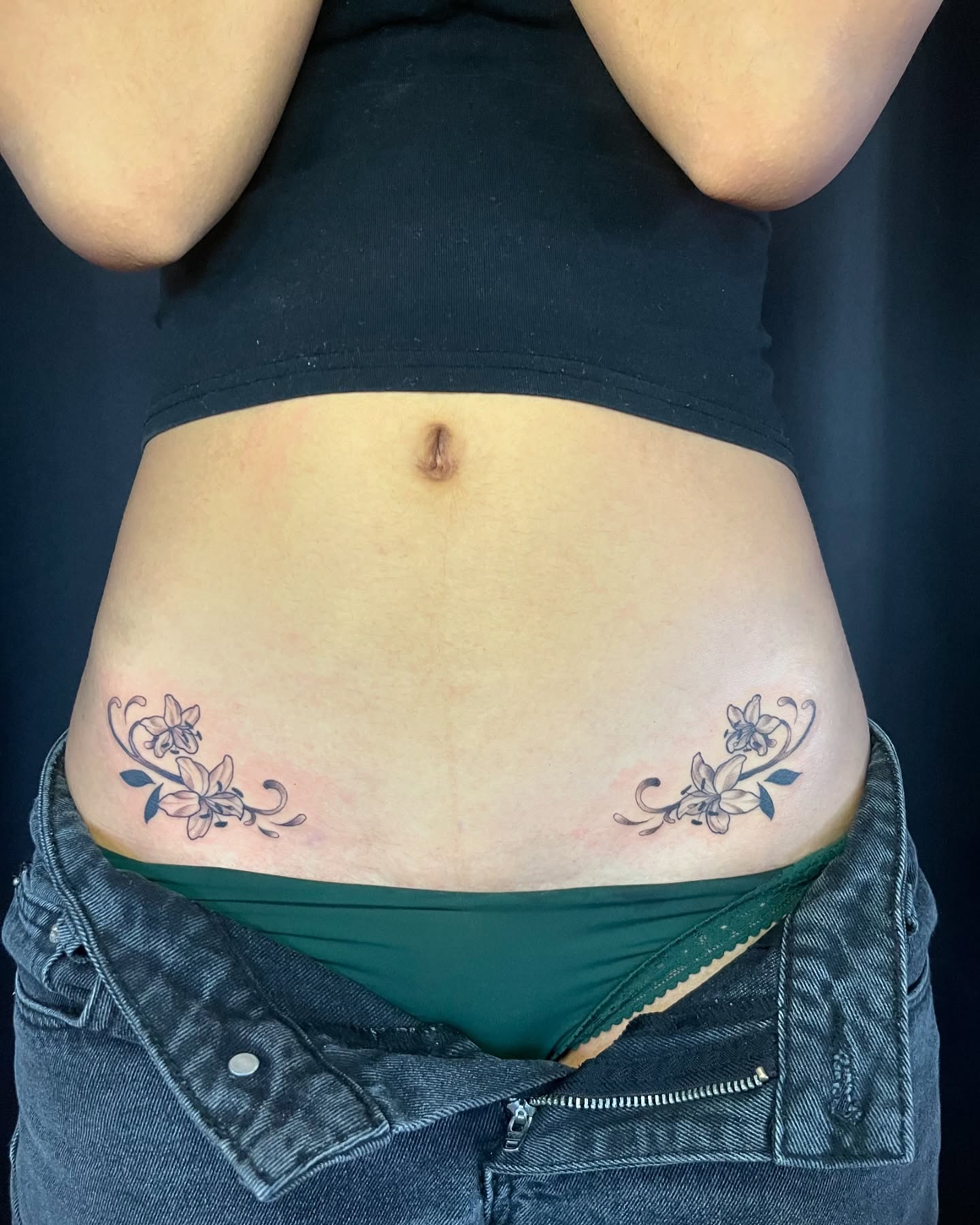 Delicate Floral Hip Tattoos