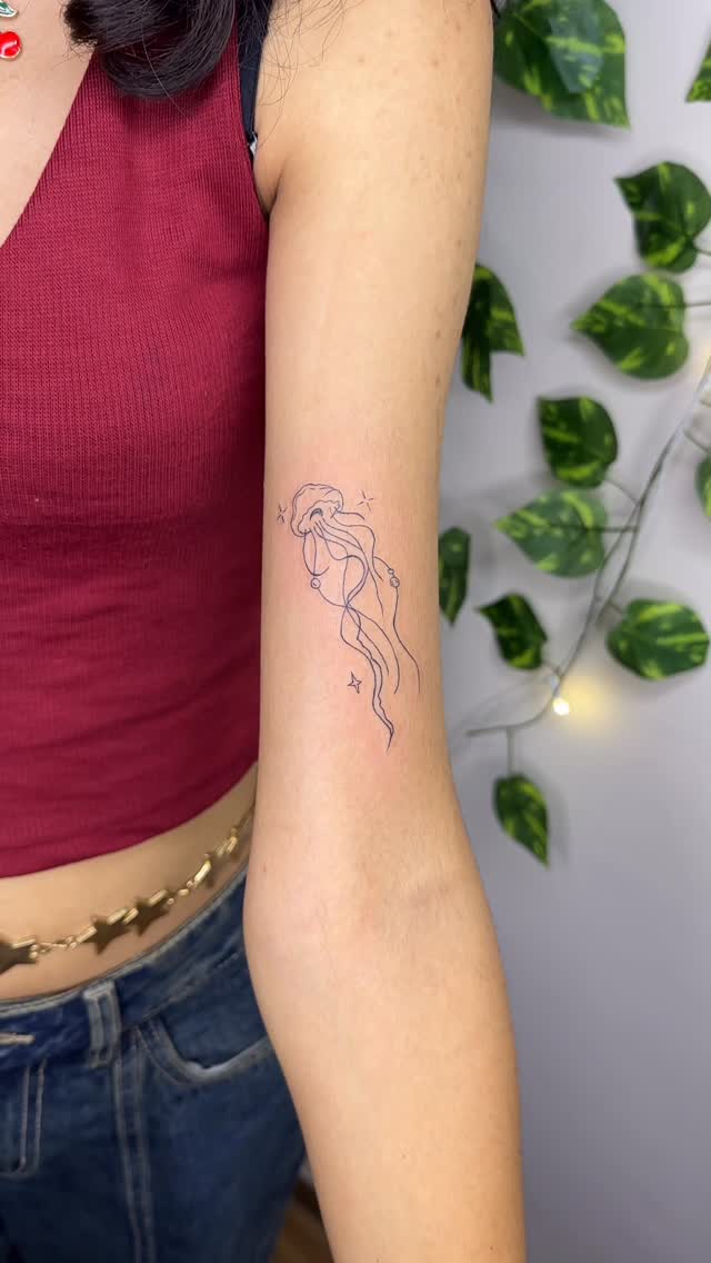 Delicate Jellyfish Line Art