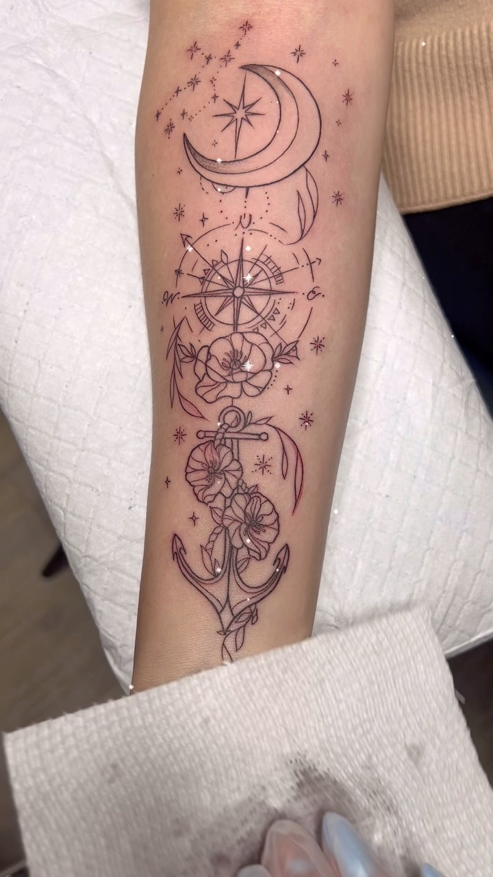 Delicate Nautical Feminine Tattoo