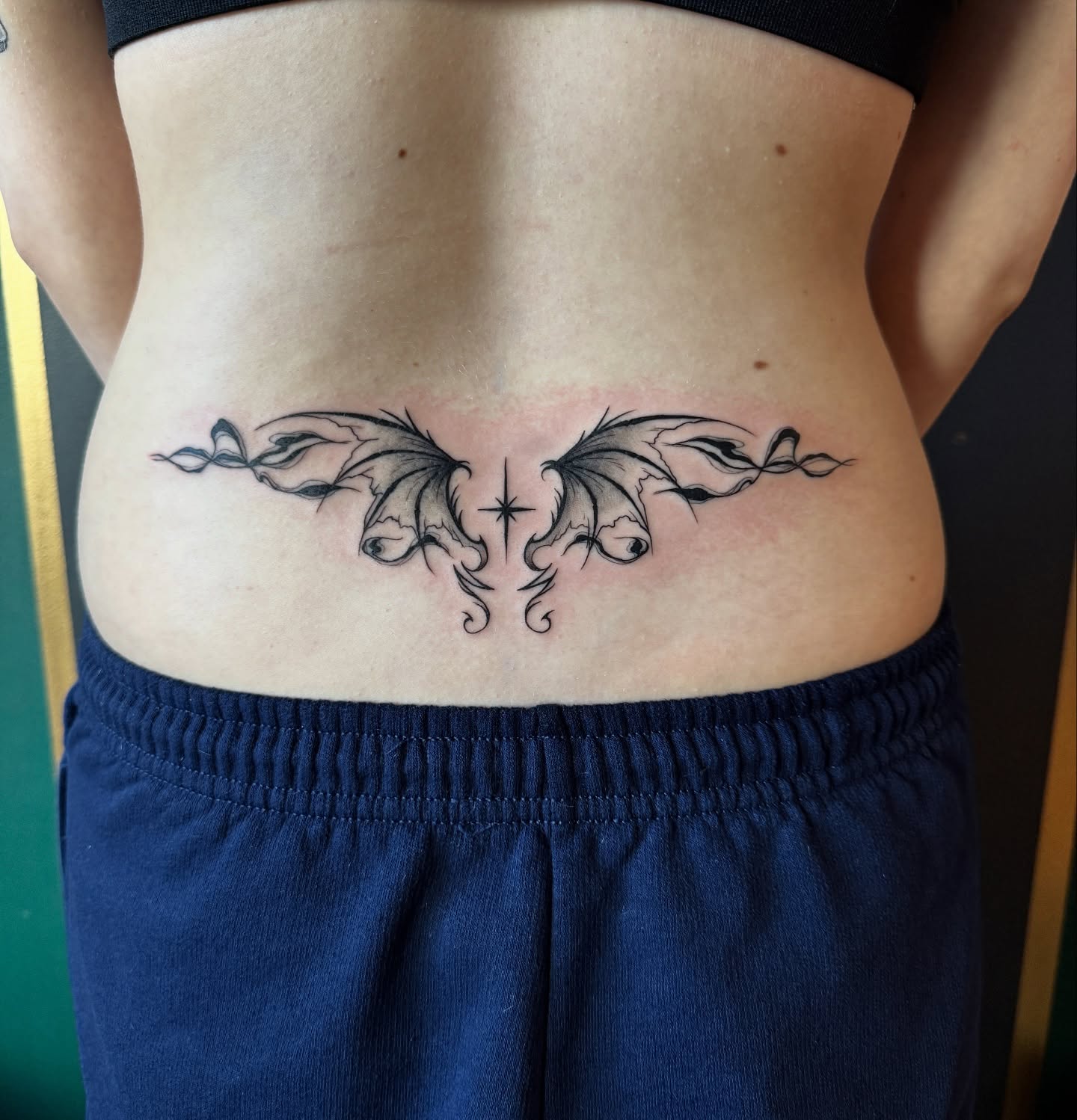 Delicate Winged Back Tattoo