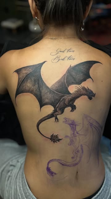 Dragon Wings Back Tattoo
