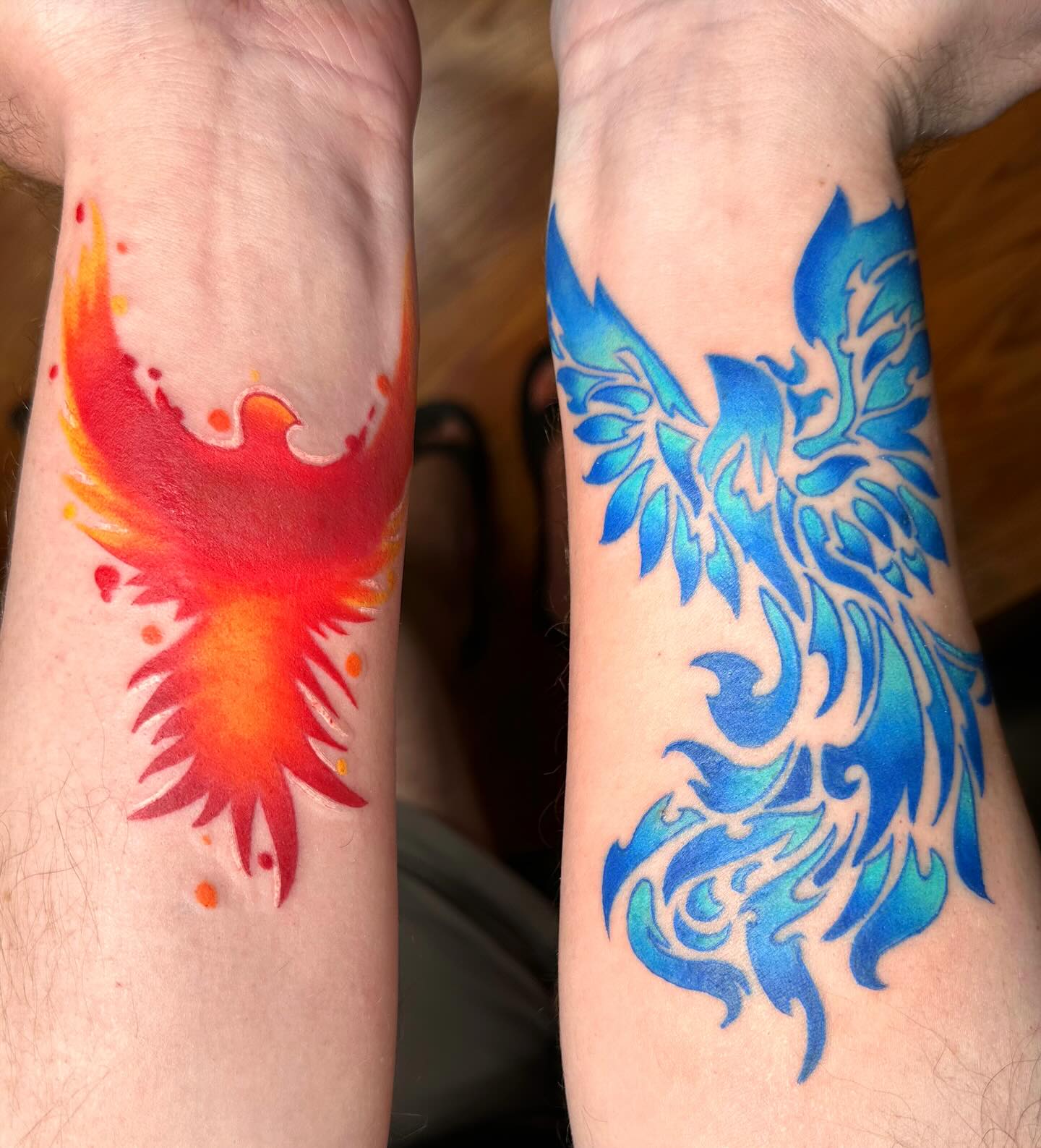 Dual Phoenix Fire Tattoos