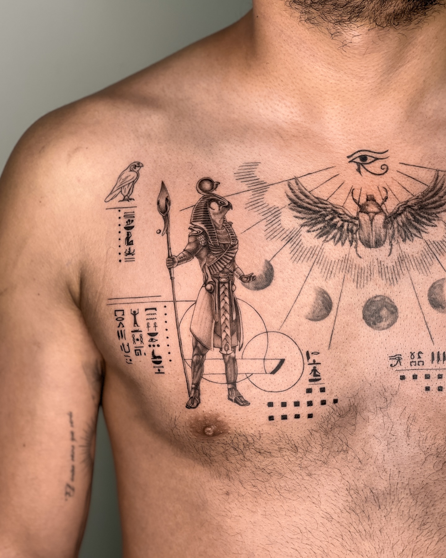 Egyptian Mythology Chest Tattoo