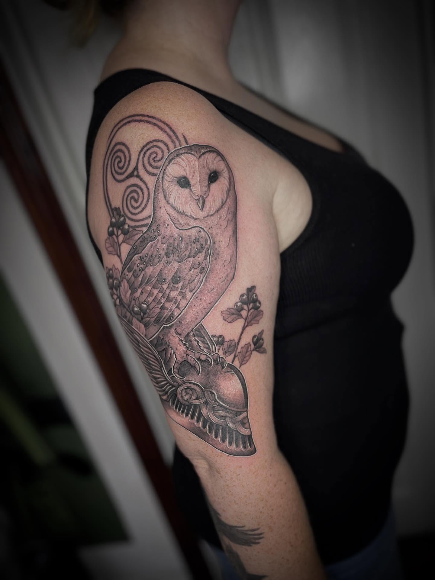 Elegant Barn Owl Tattoo