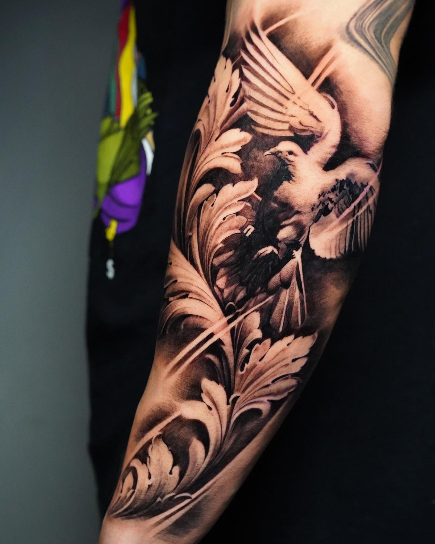 Elegant Dove with Leaves