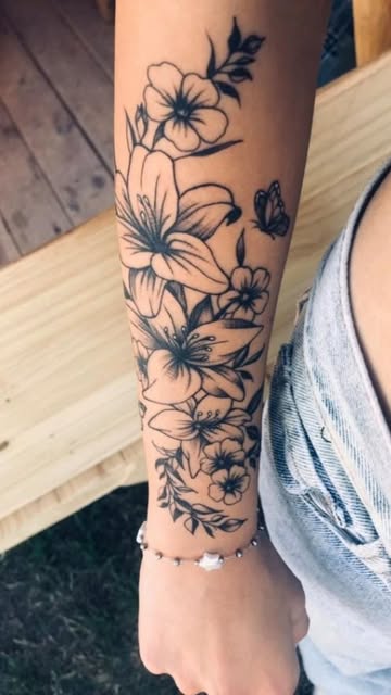 Elegant Floral Forearm Tattoo