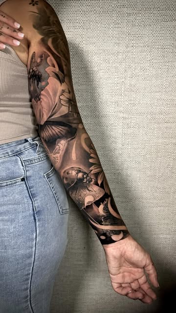 Elegant Floral Sleeve Tattoo