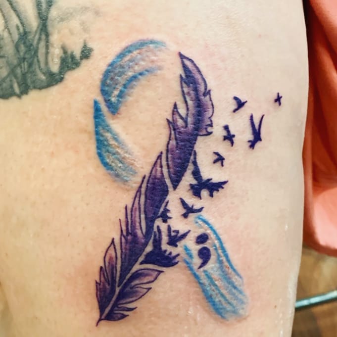 Feather Semicolon Tattoo