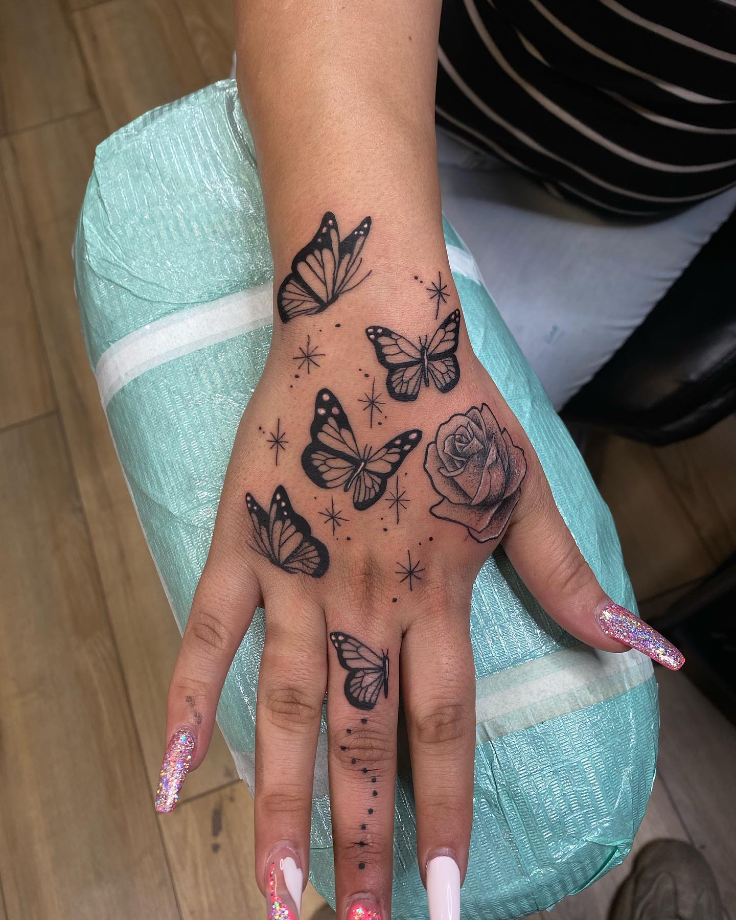 Butterflies and Rose Cluster