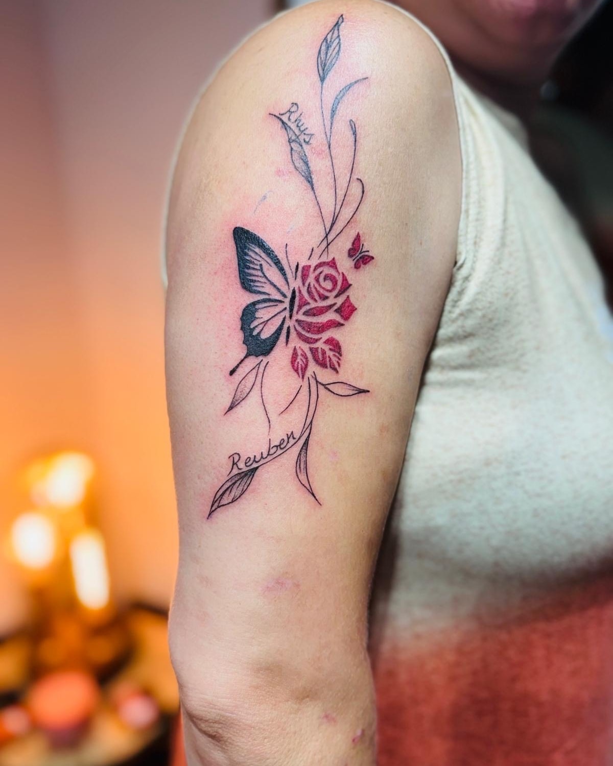 Butterfly Rose Fine Line