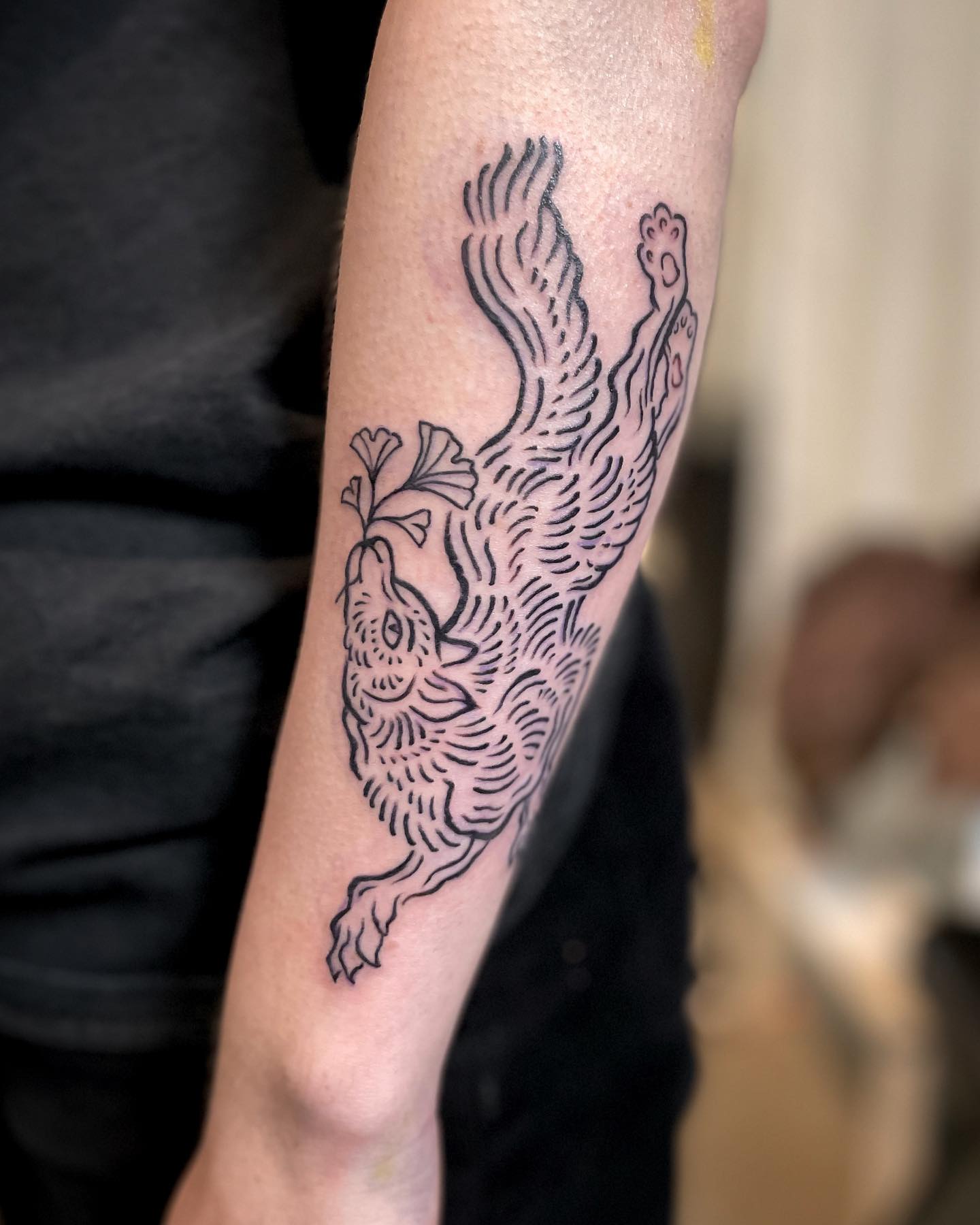 Fox in Floral Linework