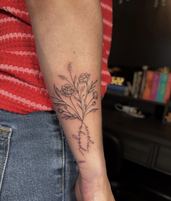 Linework Marigold Bloom