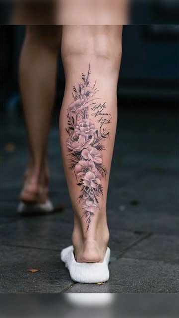 Floral Calf Tattoo