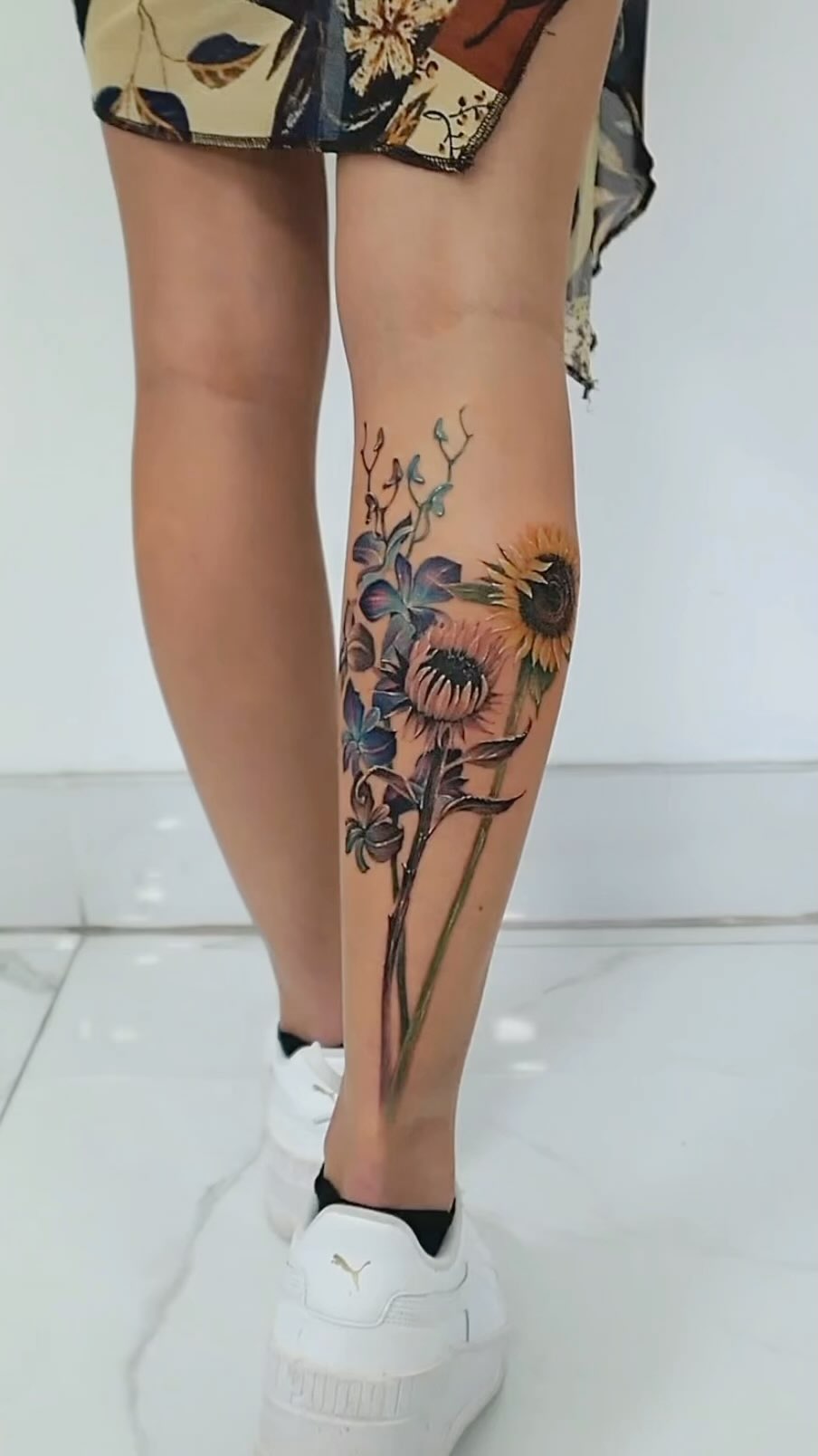 Floral Calf Tattoo