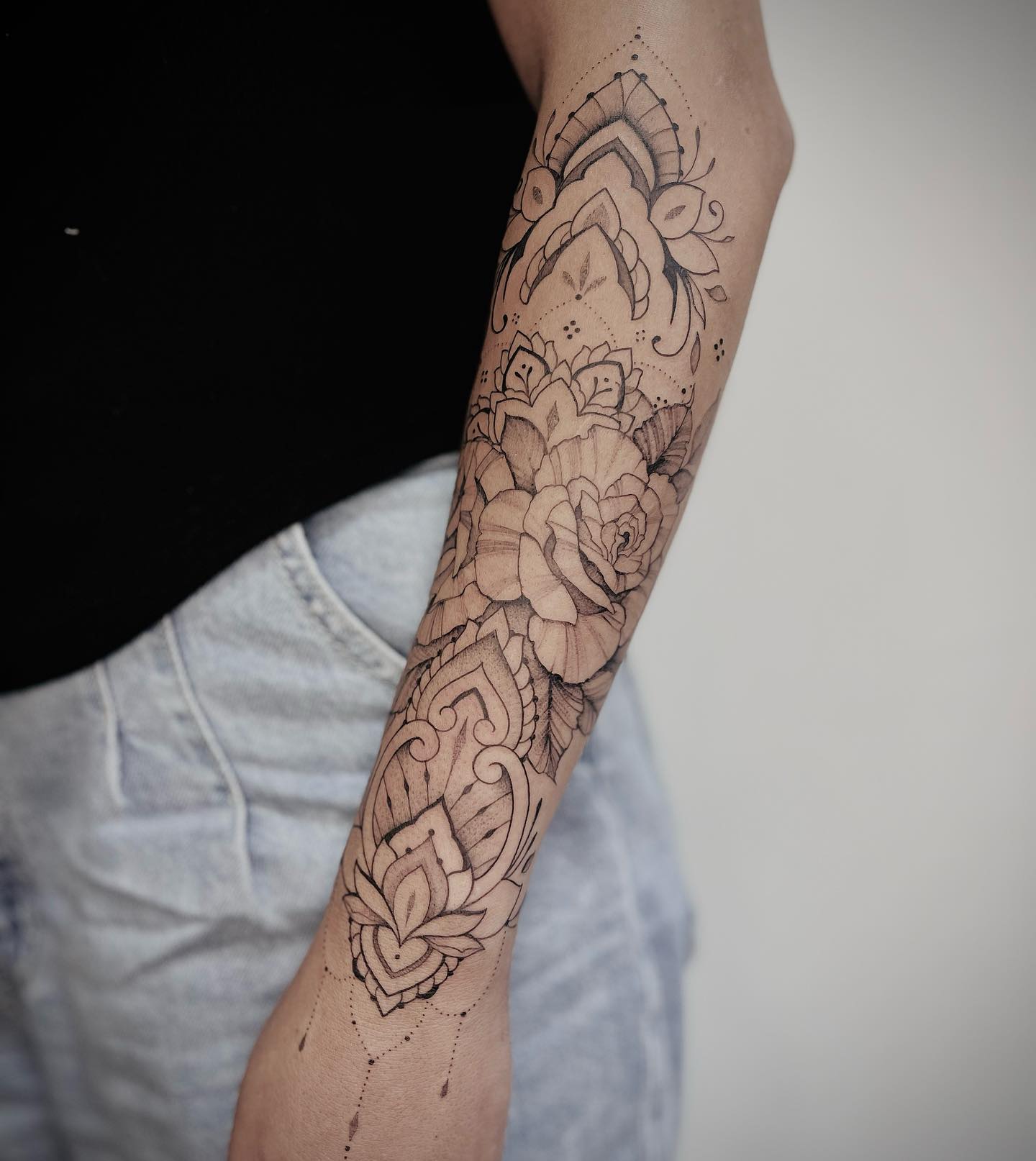 Floral Mandala Arm Tattoo