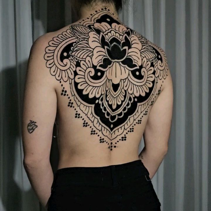 Floral Ornamental Back Tattoo