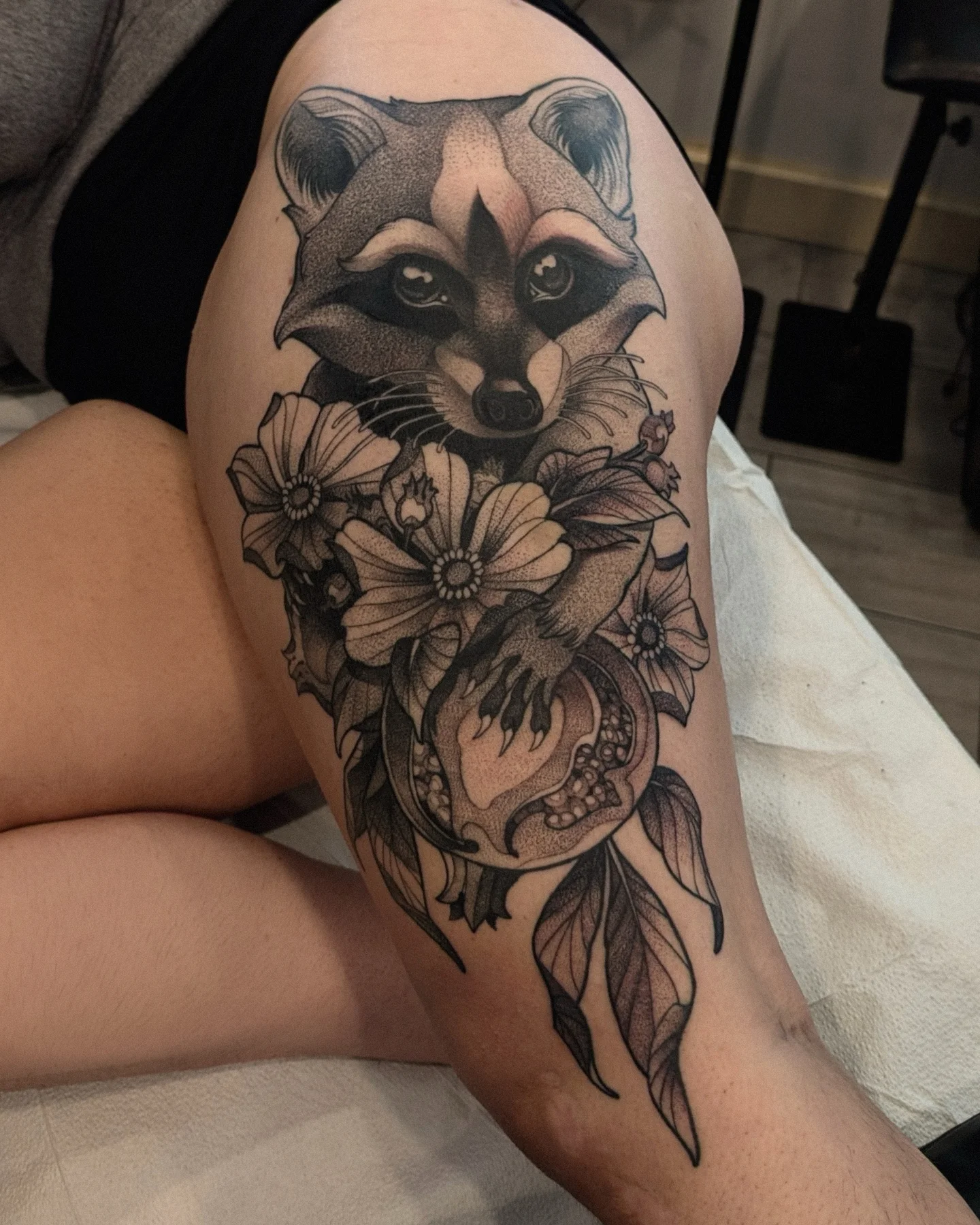 Floral Raccoon Realism