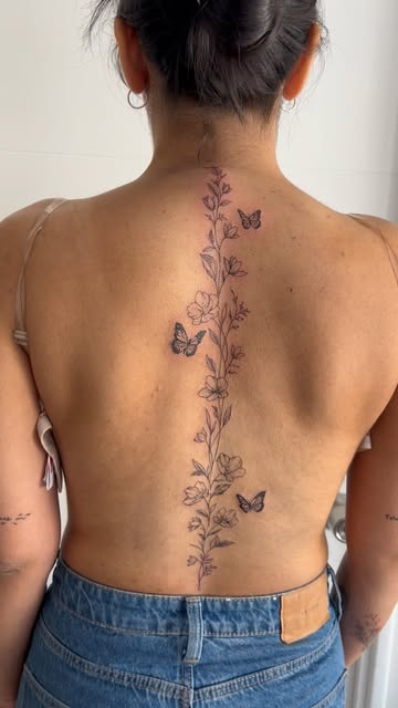 Floral Spine Tattoo