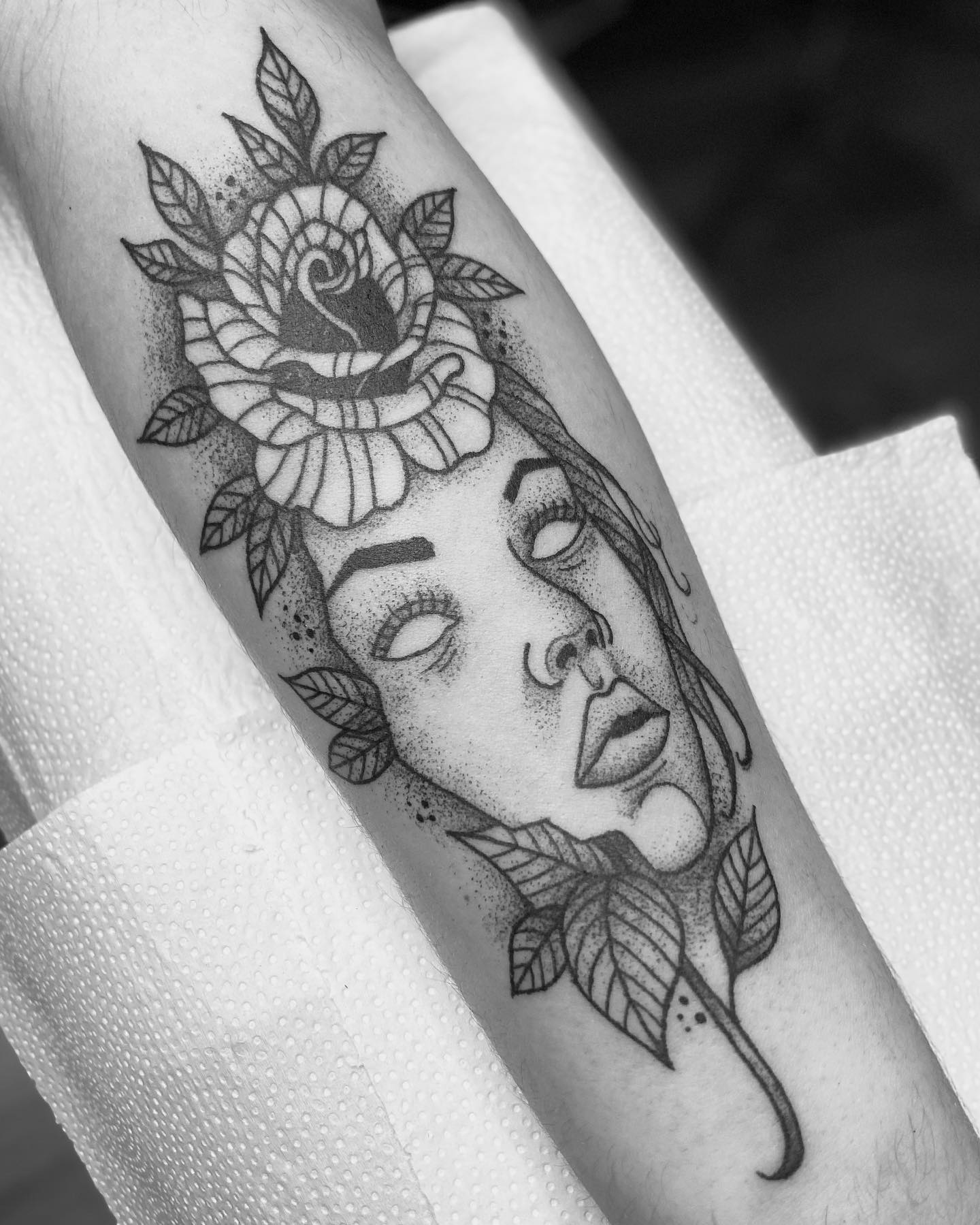 Floral Woman Face Tattoo
