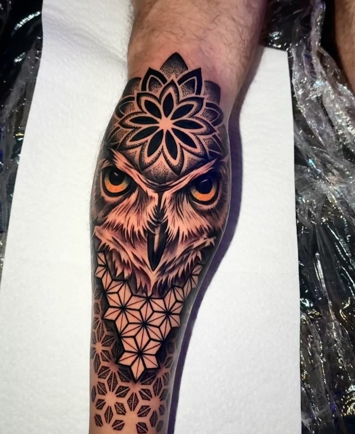 Geometric Owl Tattoo