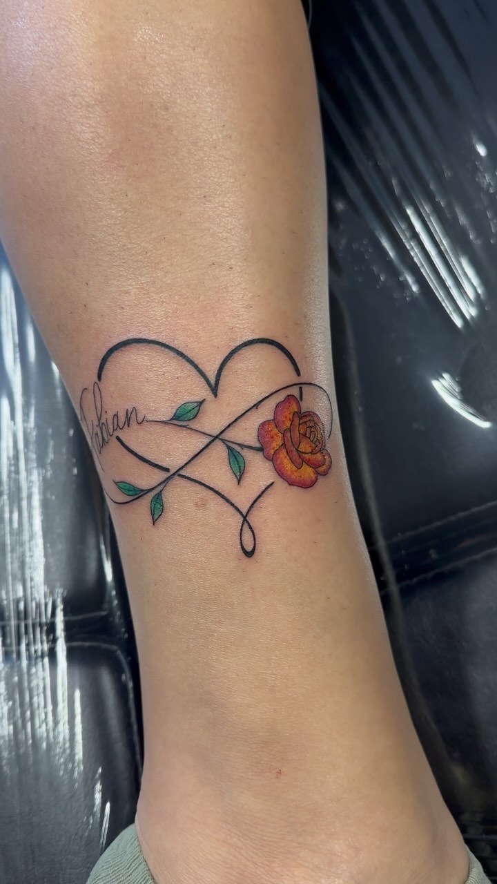Infinity Heart Rose Tattoo